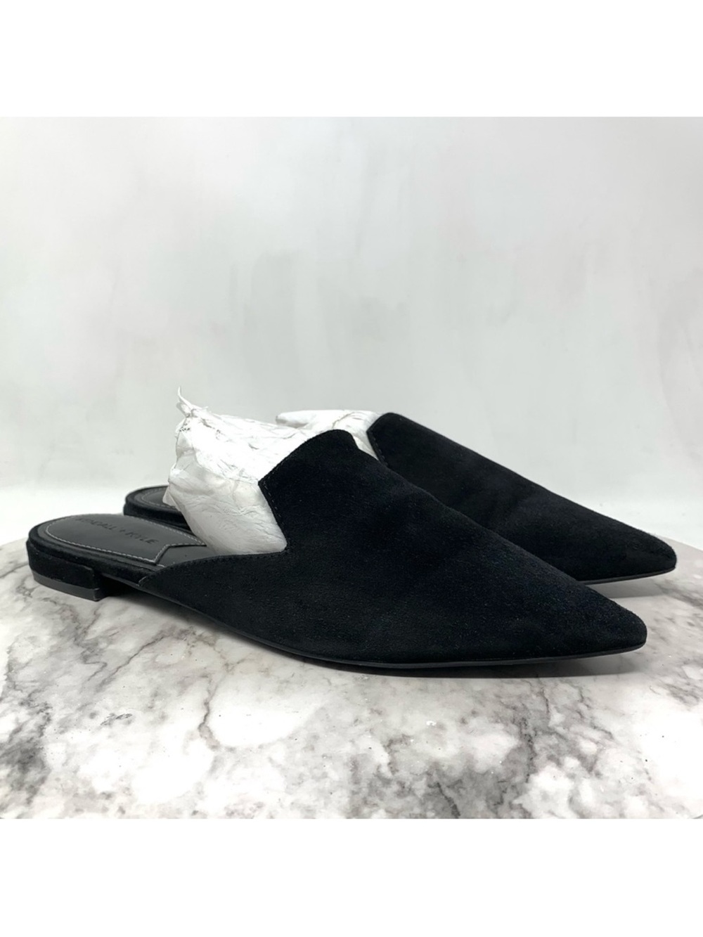 Kendall +Kylie Prisim Black Suede Pointed Toe Mules 8 Edgy Minimalist Classic